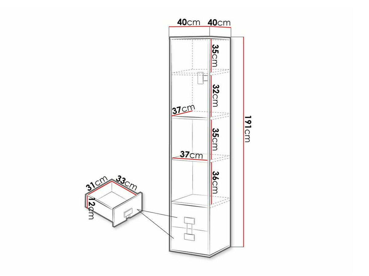 Polica Florevi 111 (Mat bijela + Hrast Artisan)