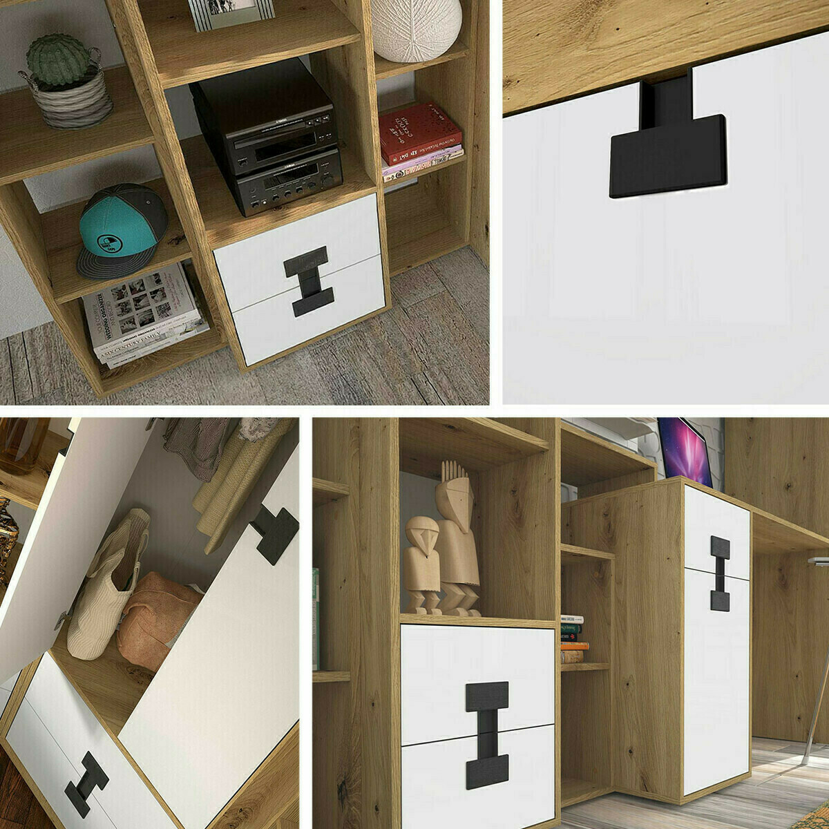 Polica Florevi 111 (Mat bijela + Hrast Artisan)