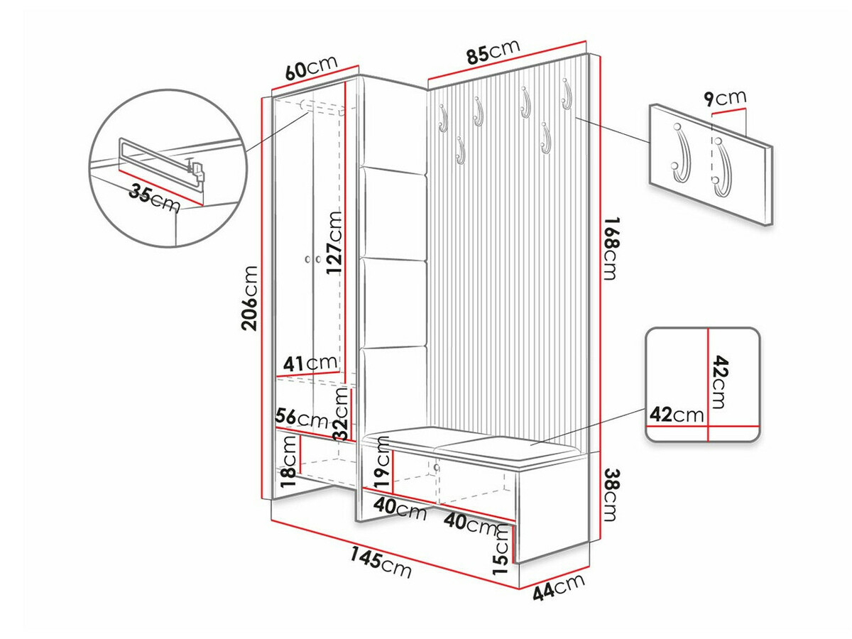 Set za hodnik Donio III (Hrast Artisan + Manila 18)
