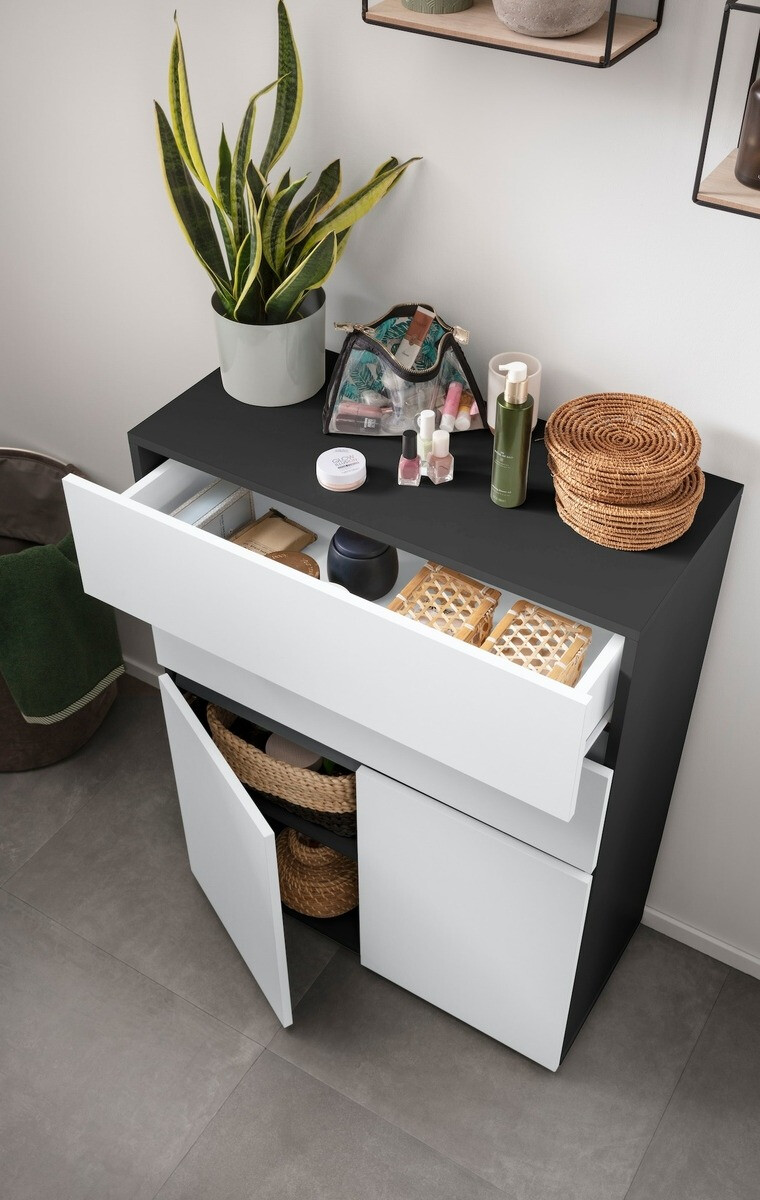 Samostojeći kupaonski ormarić Soncamu 101 (Bijela + Antracit)