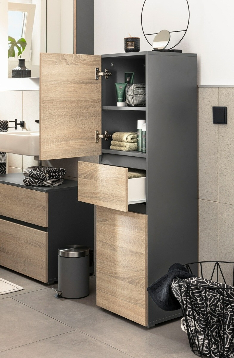Samostojeći kupaonski ormarić Soncamu 102 (Antracit + Hrast)