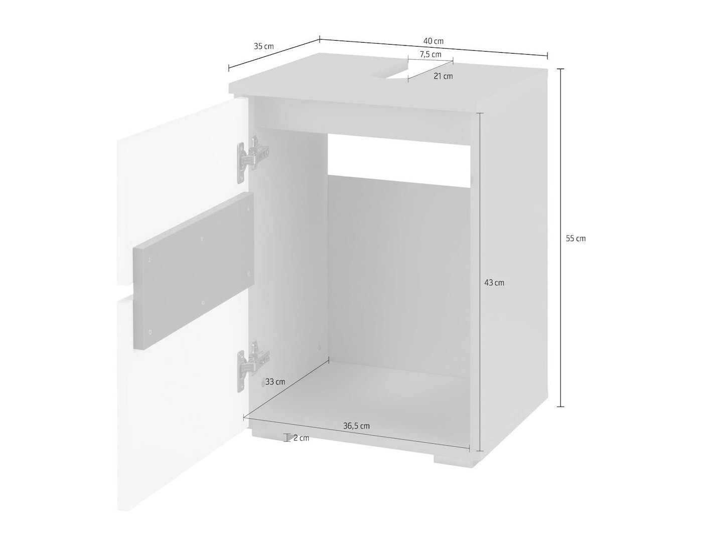 Samostojeći kupaonski ormarić za umivaonik Soncamu 103 (Antracit + Hrast)