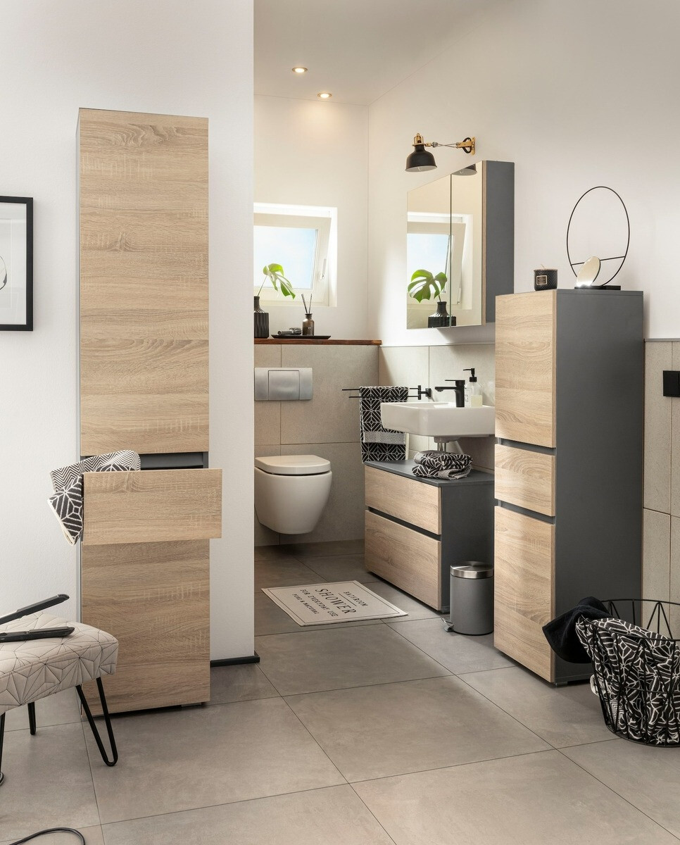 Kupaonski ormarić s ogledalom Soncamu 104 (Antracit + Sonoma hrast)