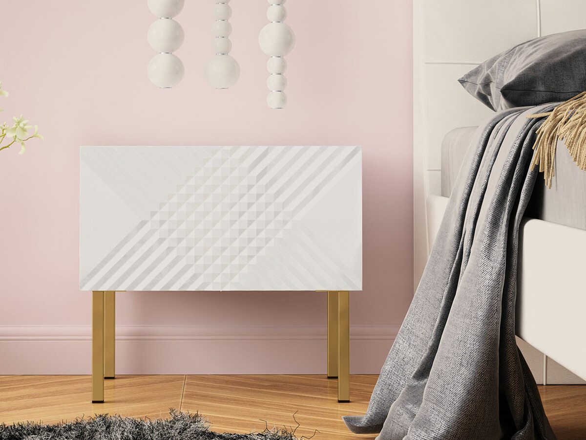 Noćni ormarić Natar (Bijela + Sjajno bijela)