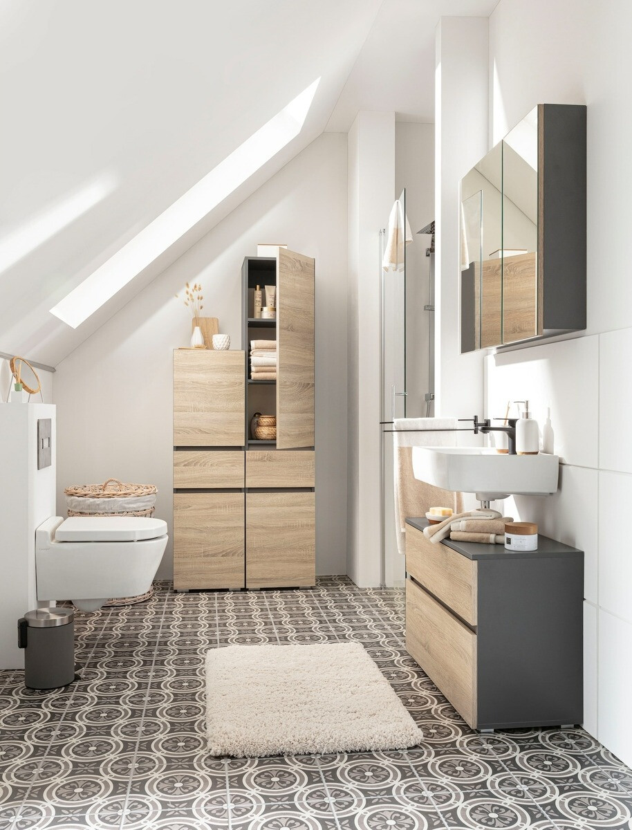 Samostojeći kupaonski ormarić Soncamu 106 (Antracit + Hrast)