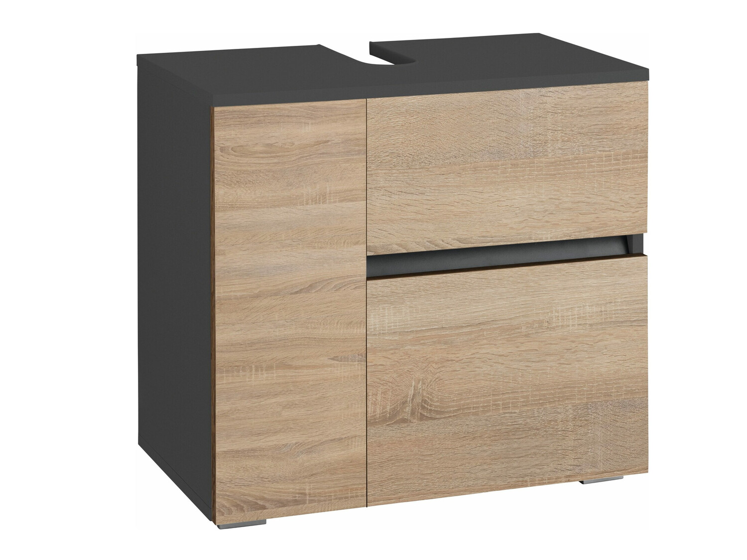 Samostojeći kupaonski ormarić za umivaonik Soncamu 108 (Antracit + Hrast)