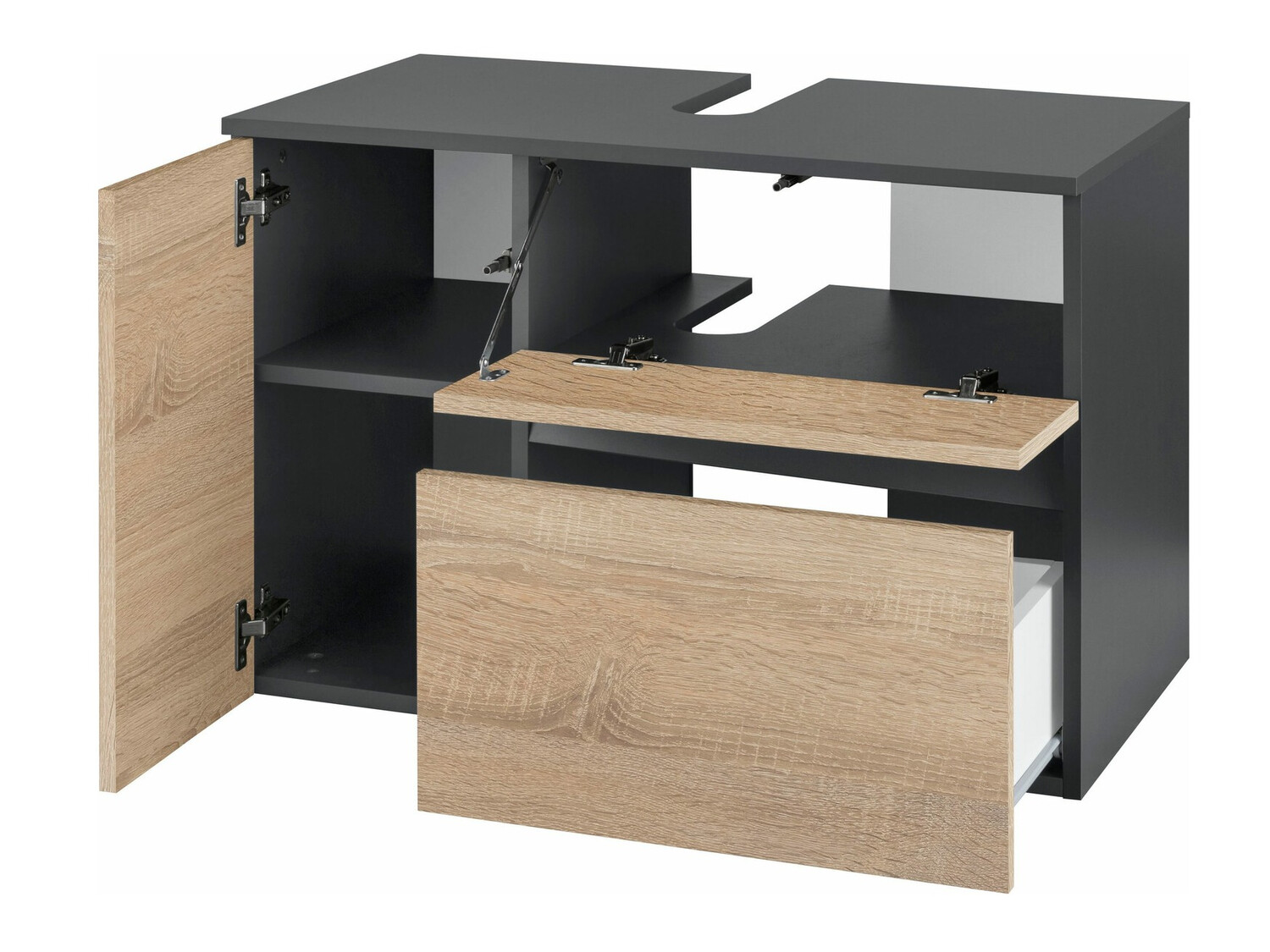 Zidni ormarić za umivaonik Soncamu 107 (Antracit + Hrast)