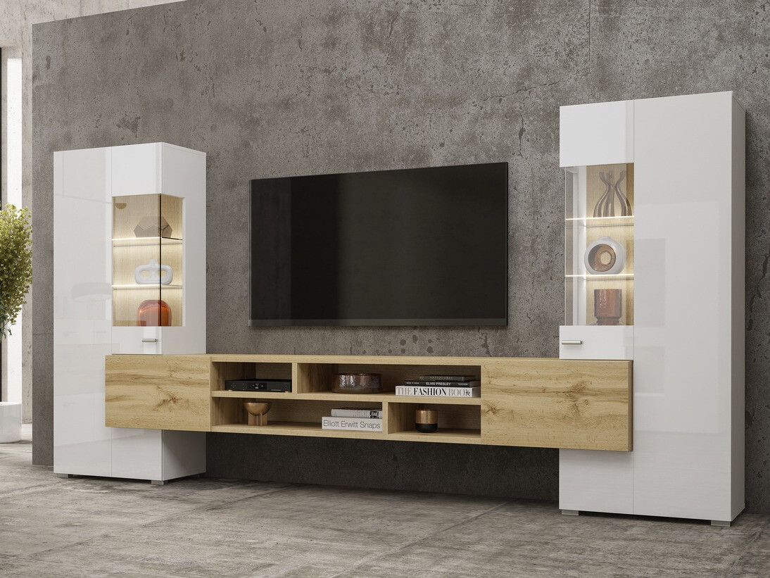 Dnevni boravak Mondalo 101 (Wotan hrast + Sjajno bijela)