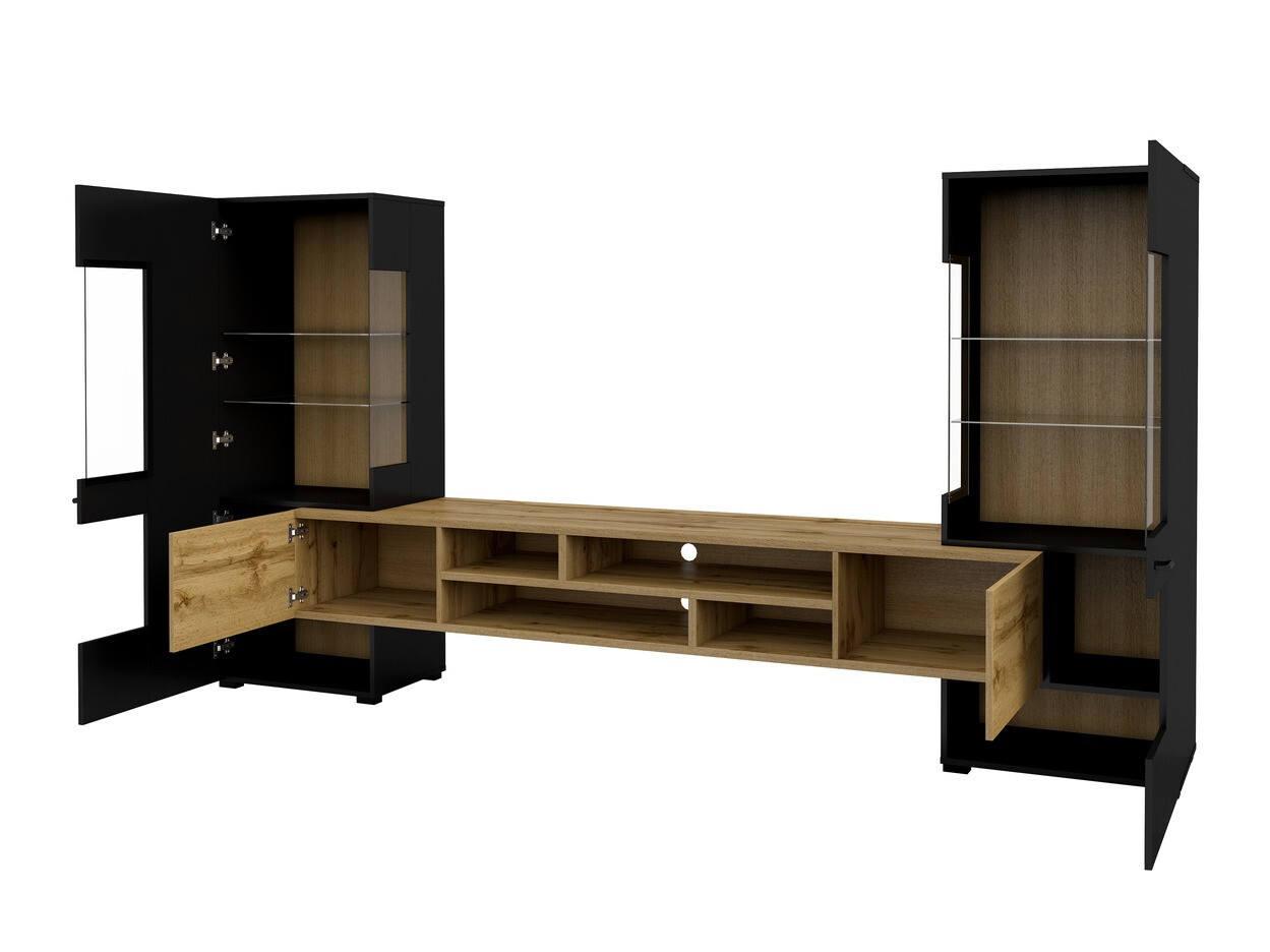 Set za dnevni boravak Mondalo 101 (Hrast Wotan + Mat crna)