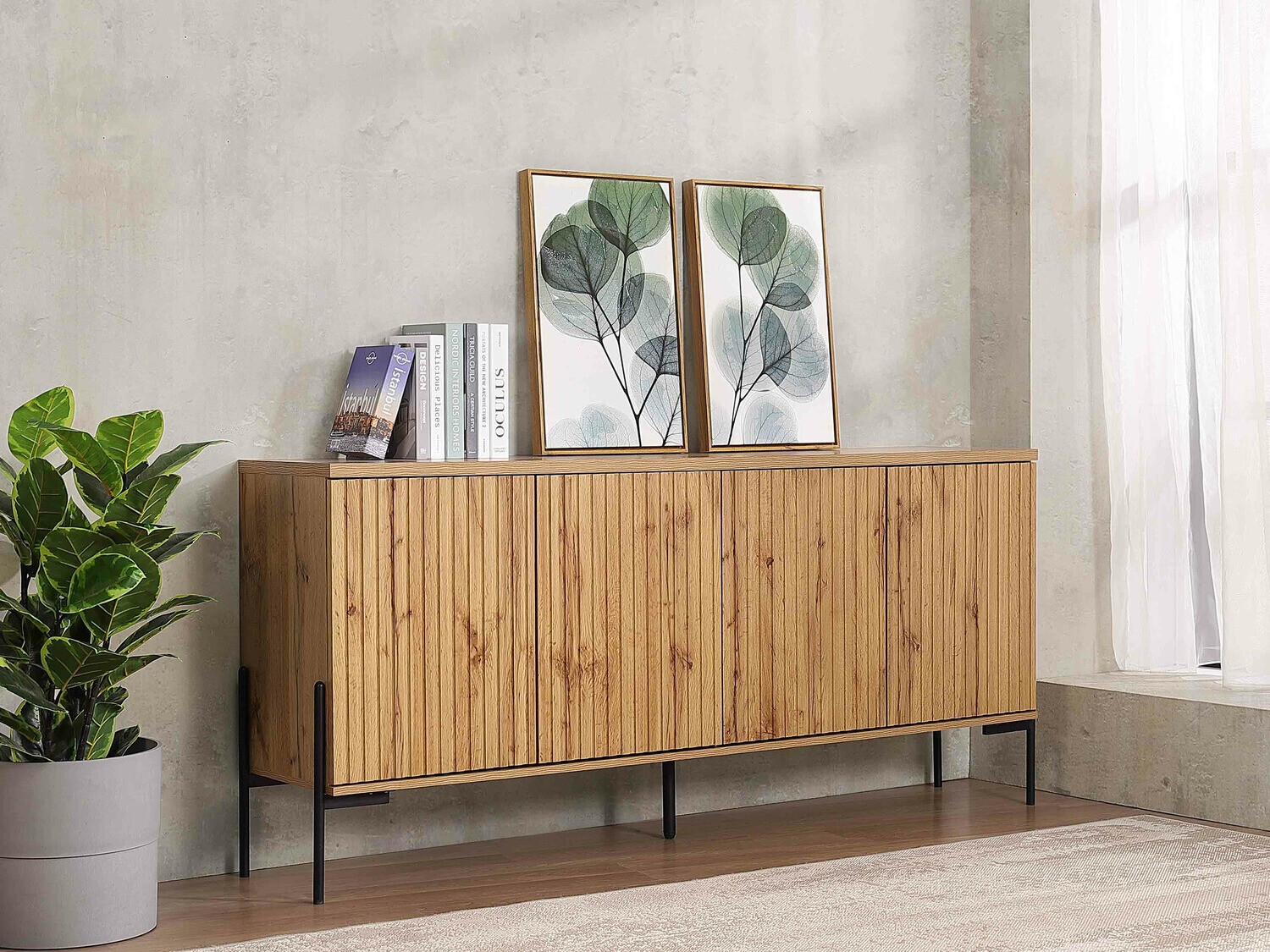 Ormarić Denton 977 (Crna + Hrast Wotan)