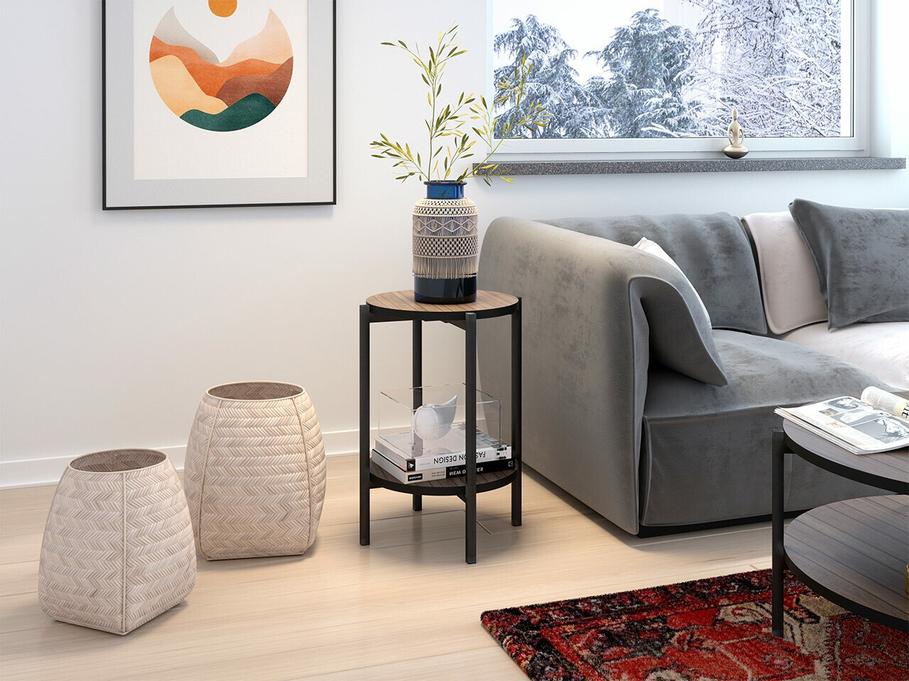 Pomoćni stolić Comfivo Cygnus (Smeđa + Crna)