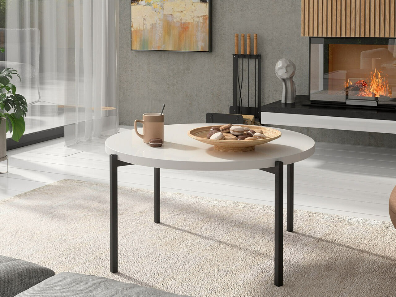 Stolić za kavu Providence 176 (Sjajno bijela + Crna)