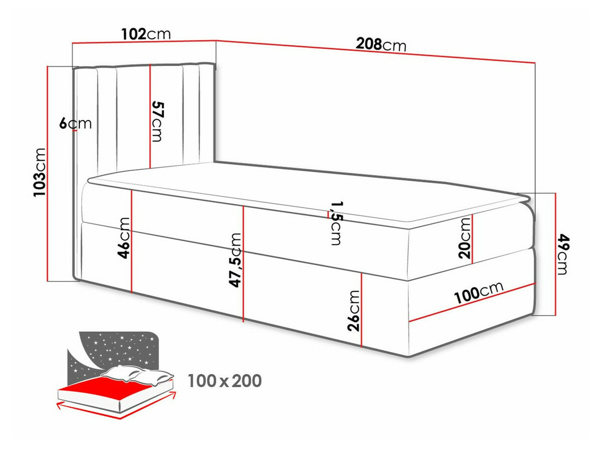 Boxspring krevet Mel I (Kameleon 48)