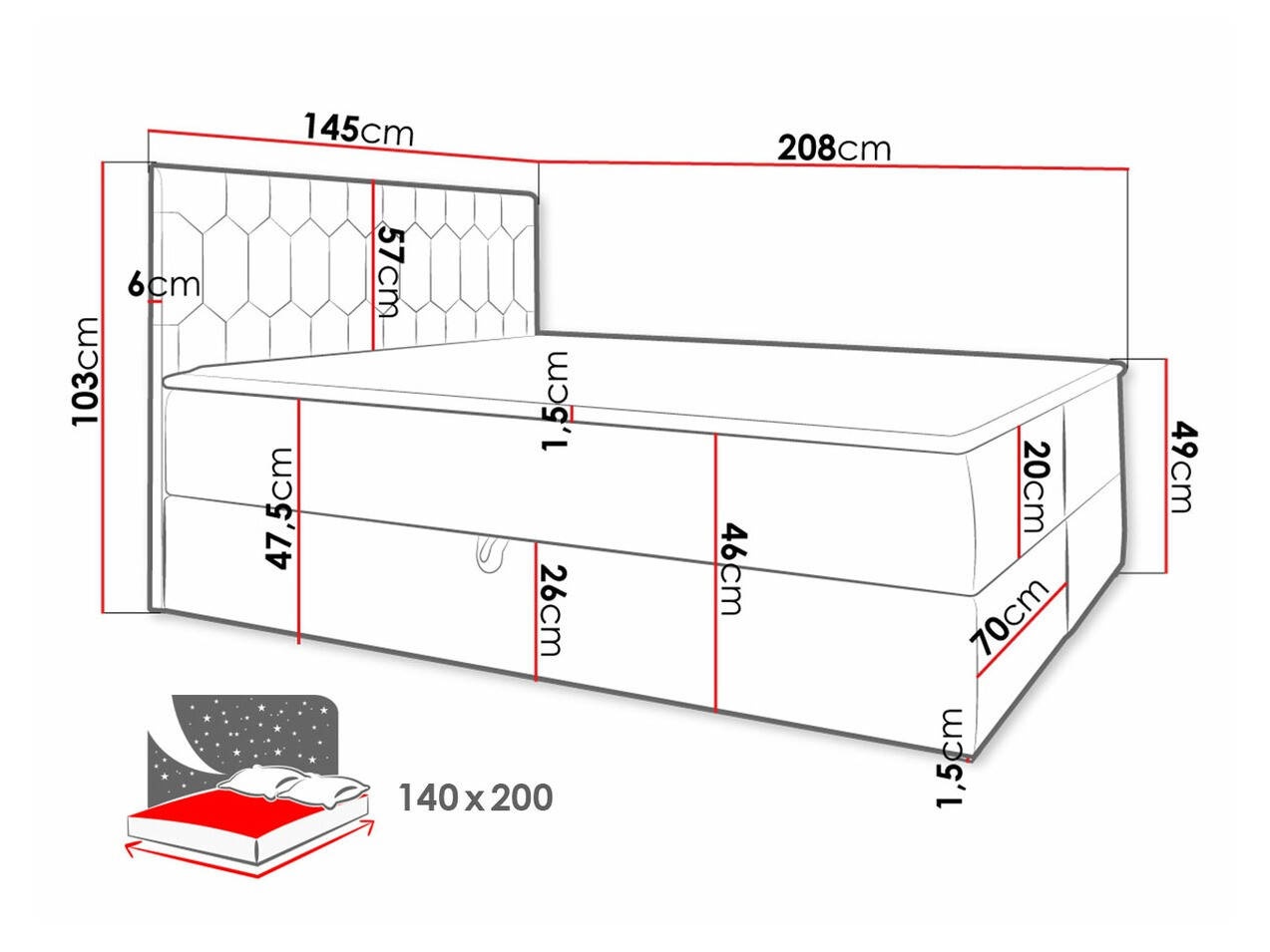 Boxspring krevet Pons III (Fresh 1)