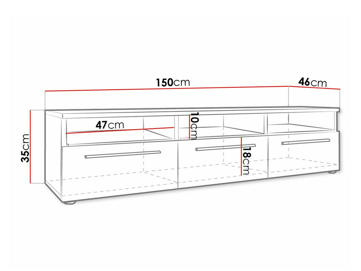 TV stol Nashville 100 (Bijela + Sjajno bijela)