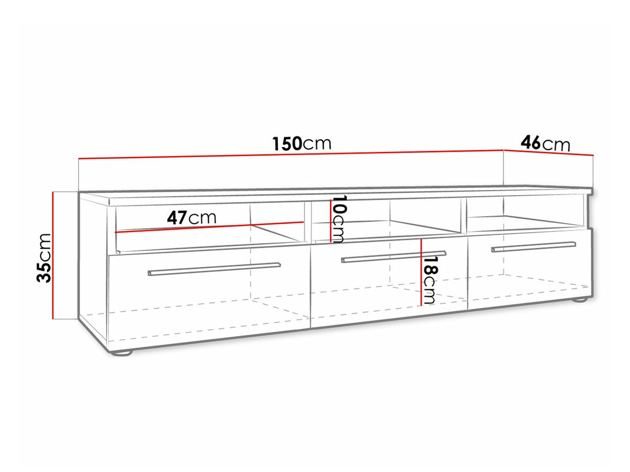 TV stol Uva I (Bijela + Sjajno crna)