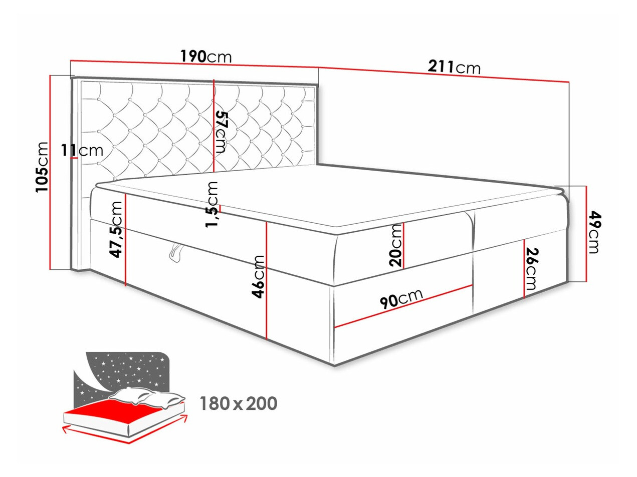 Boxspring krevet Baltimore 182 (Hrast Wotan + Faro 4)