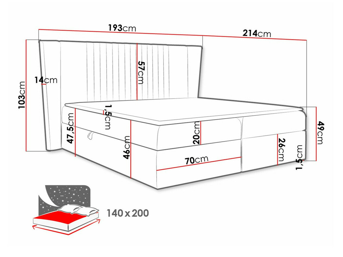 Boxspring krevet Fenestra (Magic Velvet 2225)