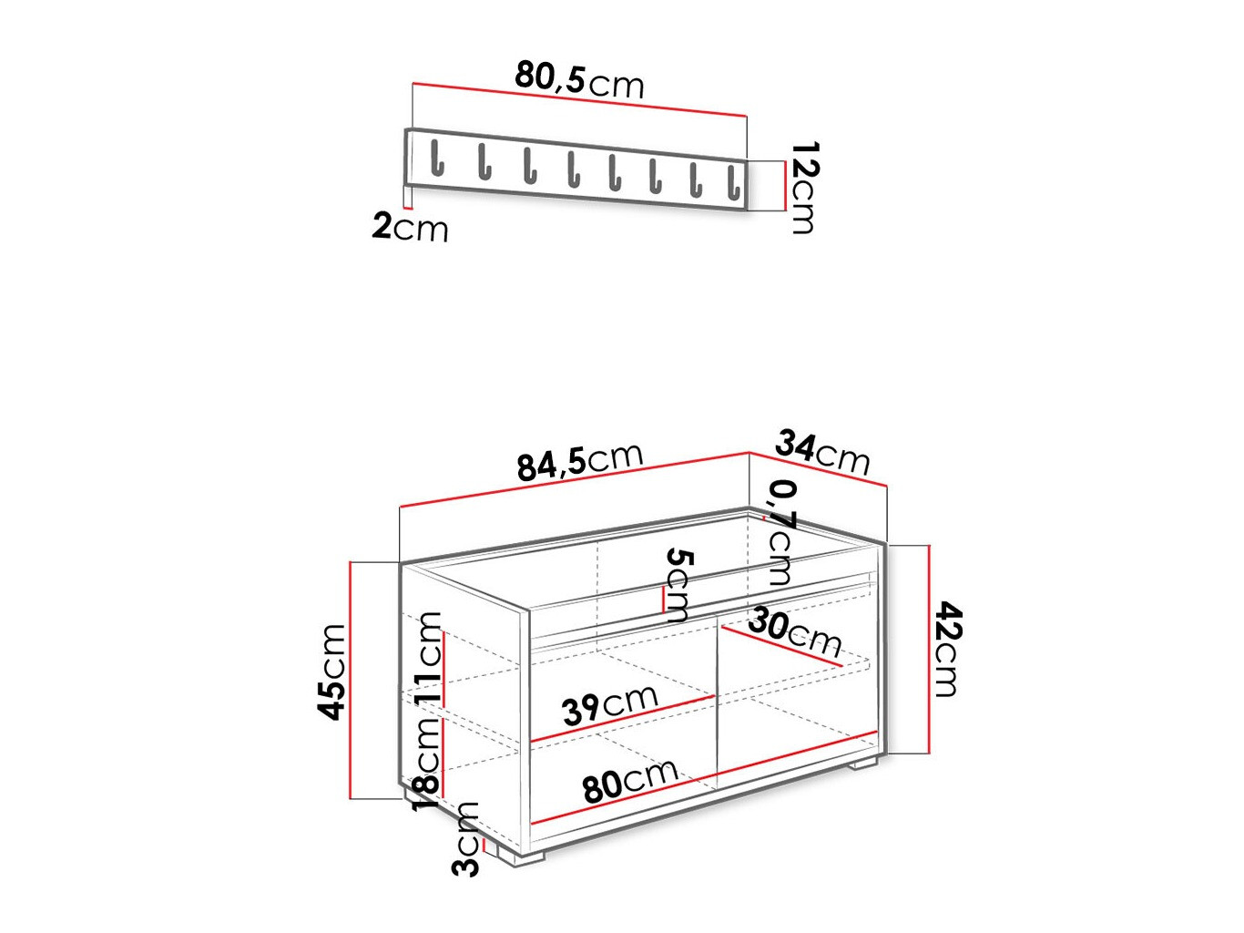 Set za hodnik Comfivo Pinus IV (Bijela + Manila 32)