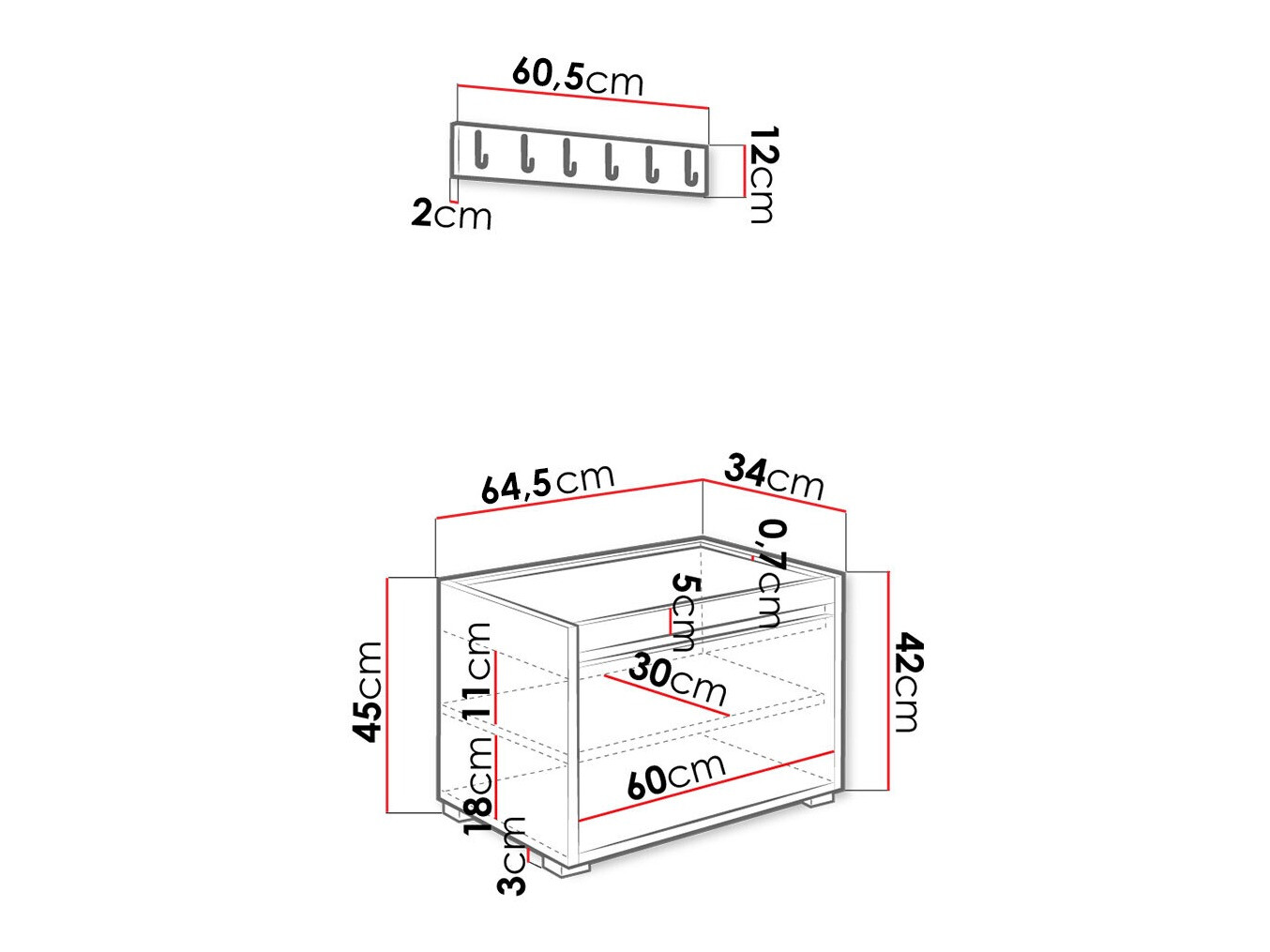 Set za hodnik Comfivo Pinus IX (Bijela + Manila 32)