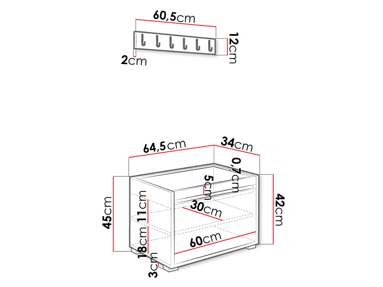 Set za hodnik Comfivo Pinus VI (Bijela + Manila 32)