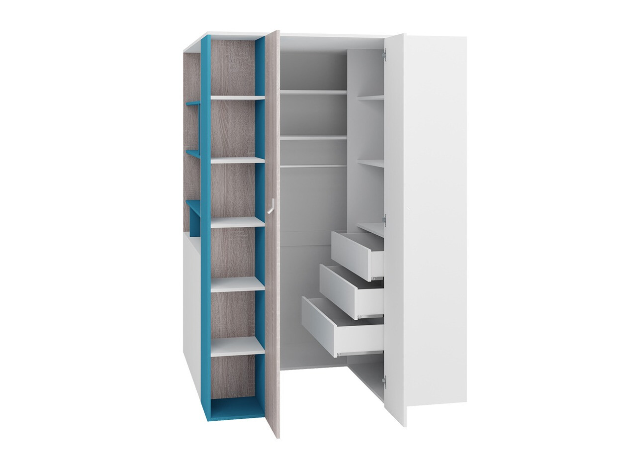 Set za dječju sobu Camteso 115 (Bijela + Hrast + Tirkizna)