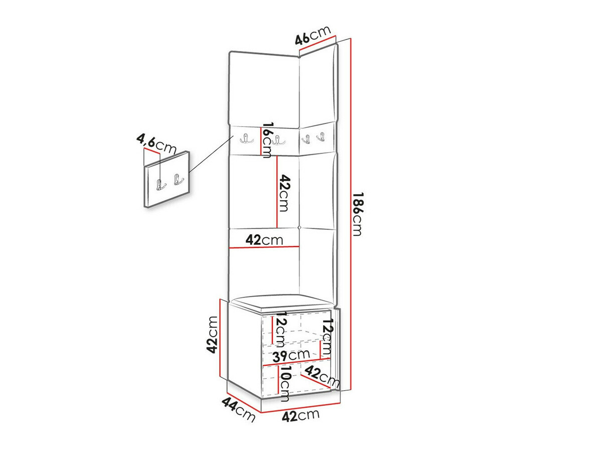 Set za hodnik Hartford 347 (Artisan hrast + Crna)