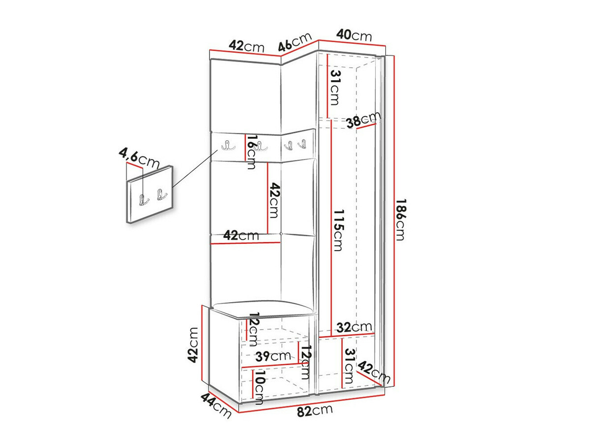 Set za hodnik Hartford 348 (Artisan hrast + Crna)