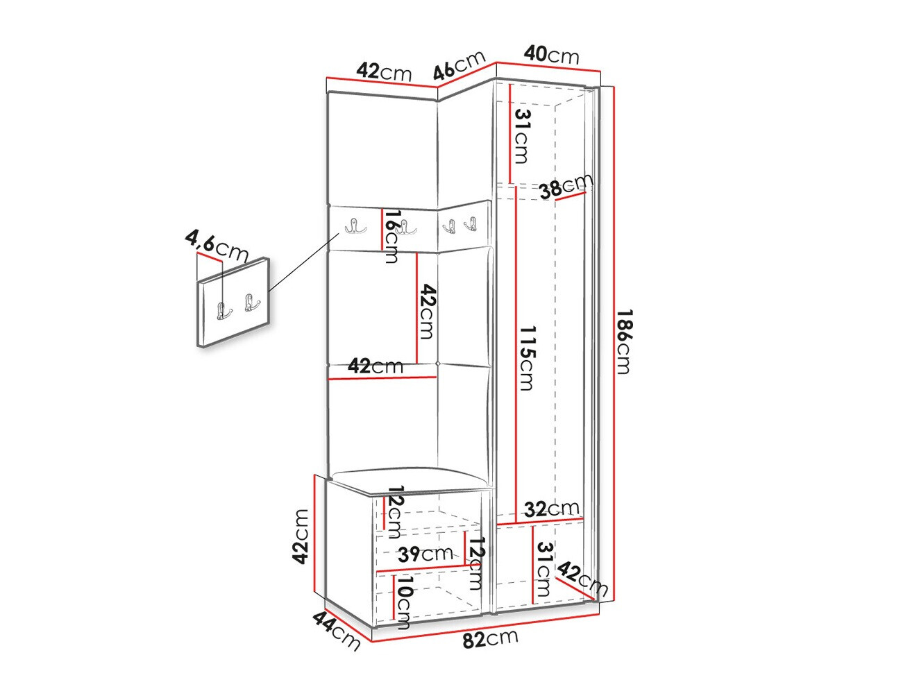 Set za hodnik Hartford 348 (Bijela)