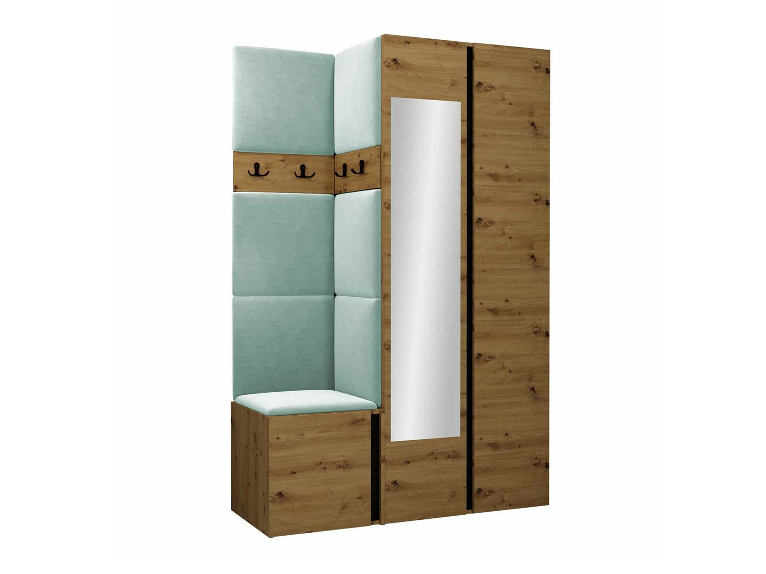 Set za hodnik Pinis XXVI (Hrast Artisan + Crna)