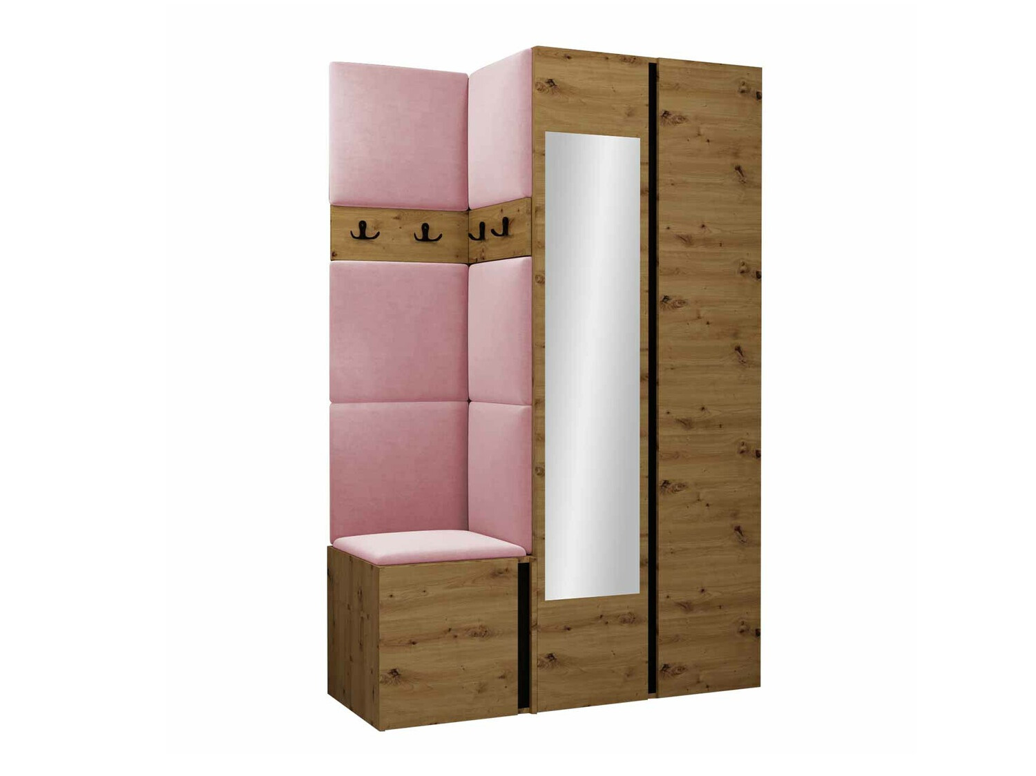 Set za hodnik Pinis XXVI (Hrast Artisan + Crna)