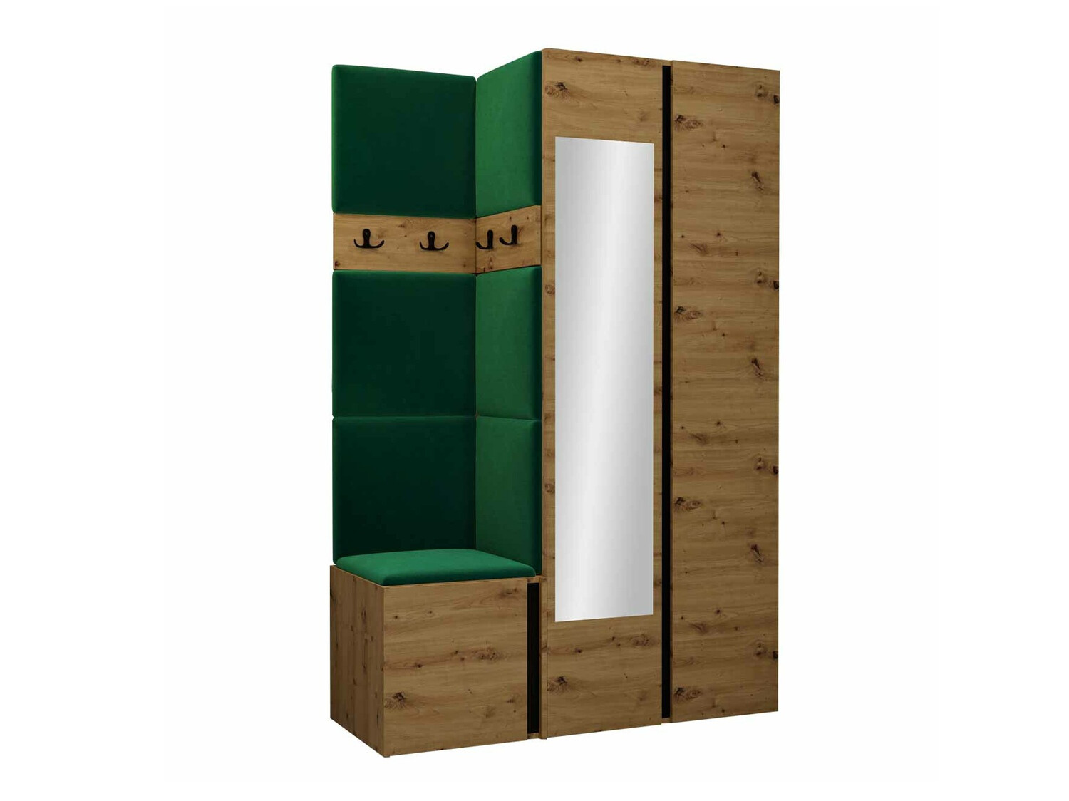 Set za hodnik Pinis XXVI (Hrast Artisan + Crna)