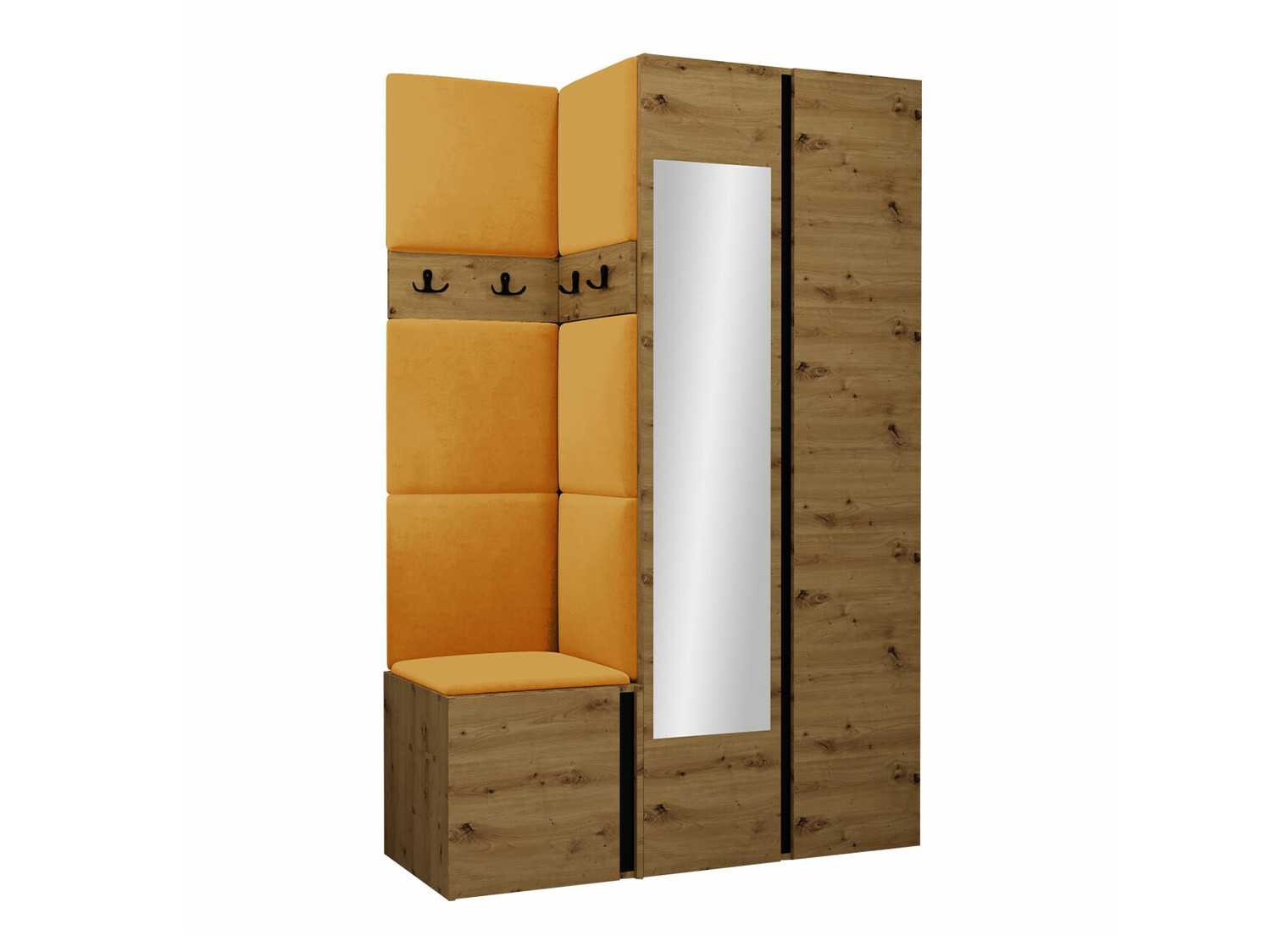 Set za hodnik Pinis XXVI (Hrast Artisan + Crna)