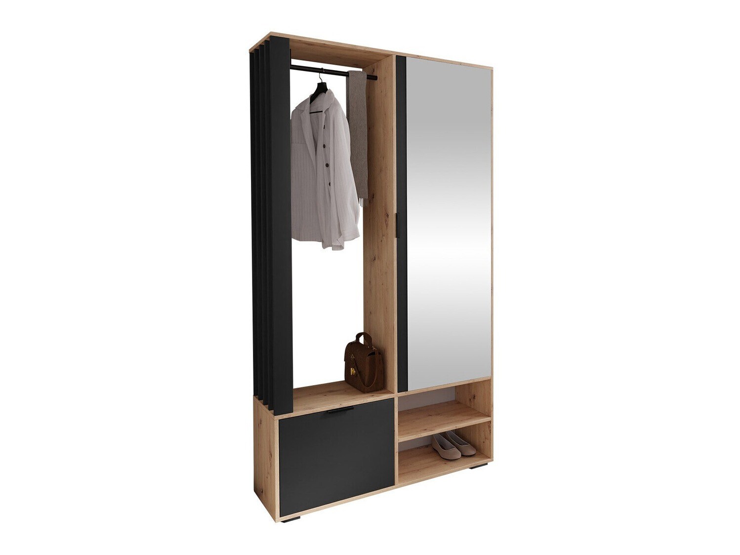 Set za hodnik Stanton 145 (Hrast Artisan + Crna)