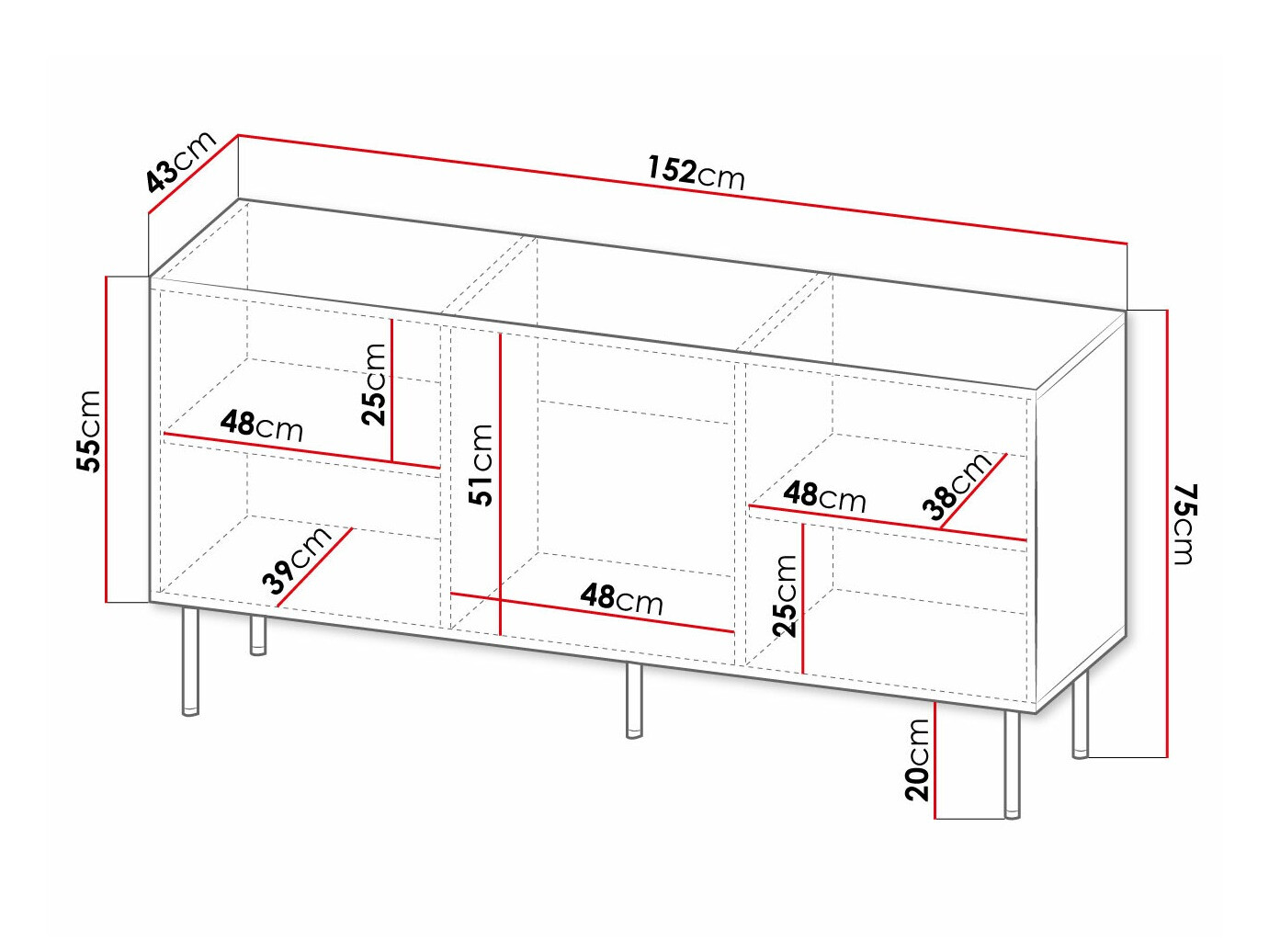 Ormarić Charlotte 169 (Bijela + Crna)