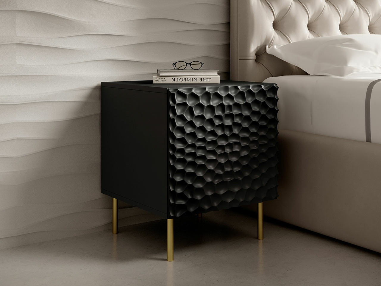 Set noćnih ormarića Charlotte 172 (Crna + Zlatna)