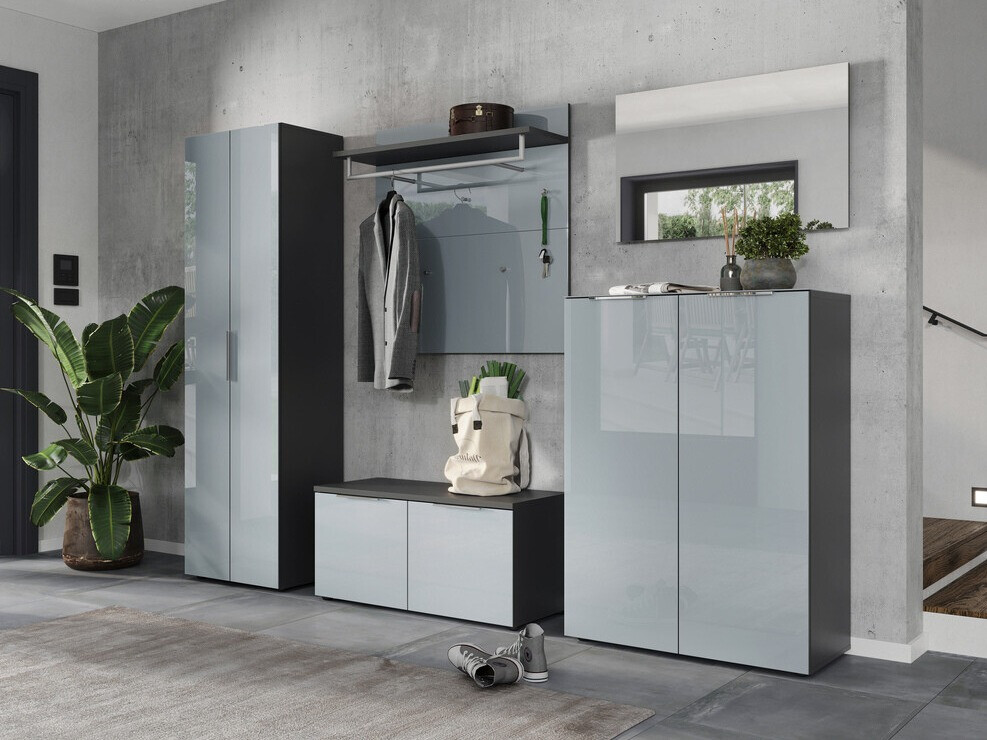 Polica za cipele Fivsori 105 (Sjajno siva + Grafit)