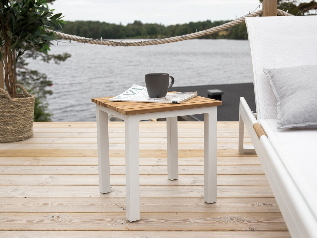 Vrtni stolić za kavu Dallas 733 (Svijetlo drvo + Bijela)