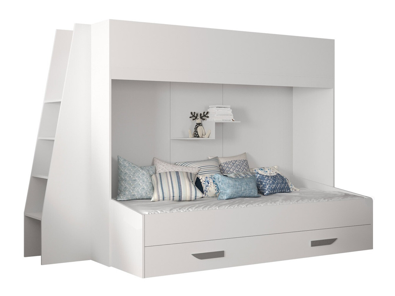 Dvokatan krevet Hartford 357 (Bijela + Sjajno bijela + Siva)