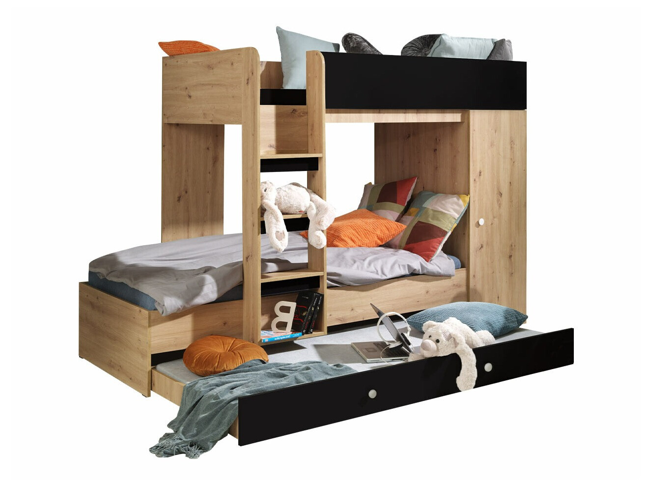 Dvokatan krevet Hartford 360 (Artisan hrast + Crna)