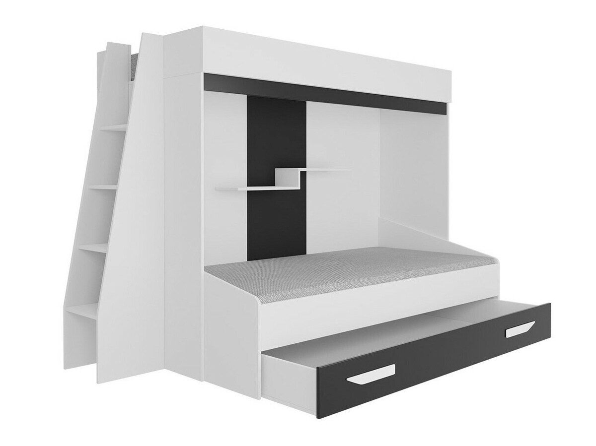Krevet na kat Hartford 357 (Bijela + Sjajno bijela + Siva)