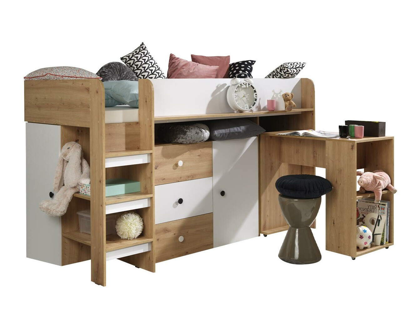 Krevet na platformi Hartford 359 (Hrast Artisan + Bijela)