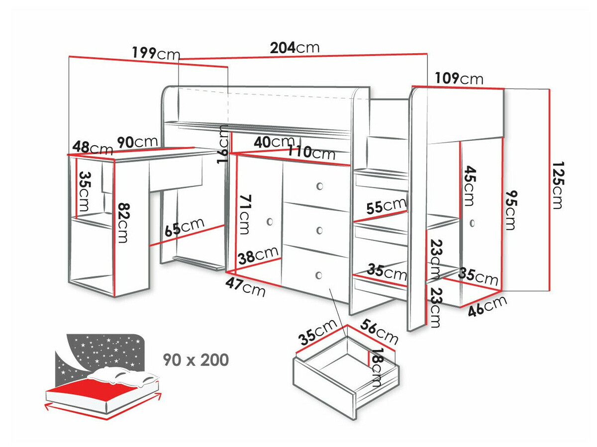 Krevet na platformi Hartford 359 (Hrast Artisan + Bijela)