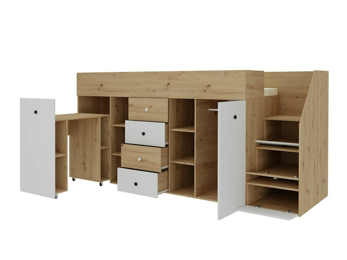 Krevet na platformi Hartford 361 (Hrast Artisan + Bijela)