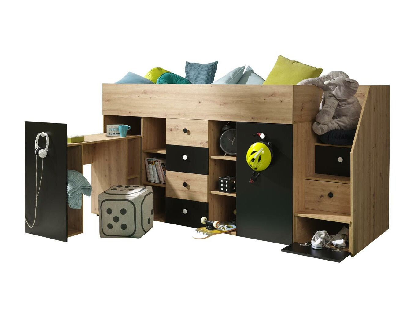 Krevet na platformi Hartford 361 (Hrast Artisan + Crna)