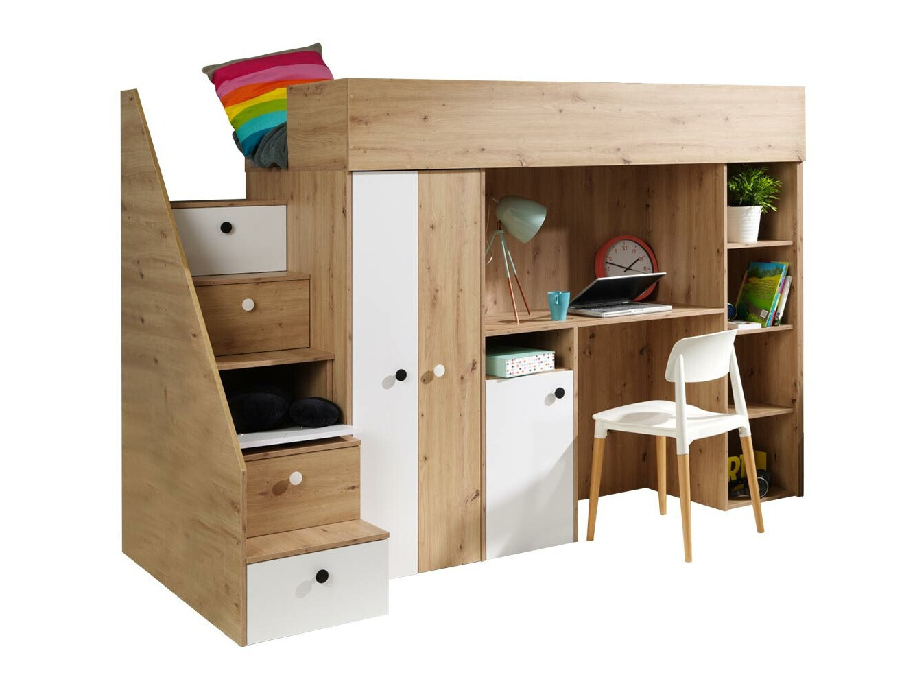 Krevet na platformi Hartford 362 (Hrast Artisan + Bijela)