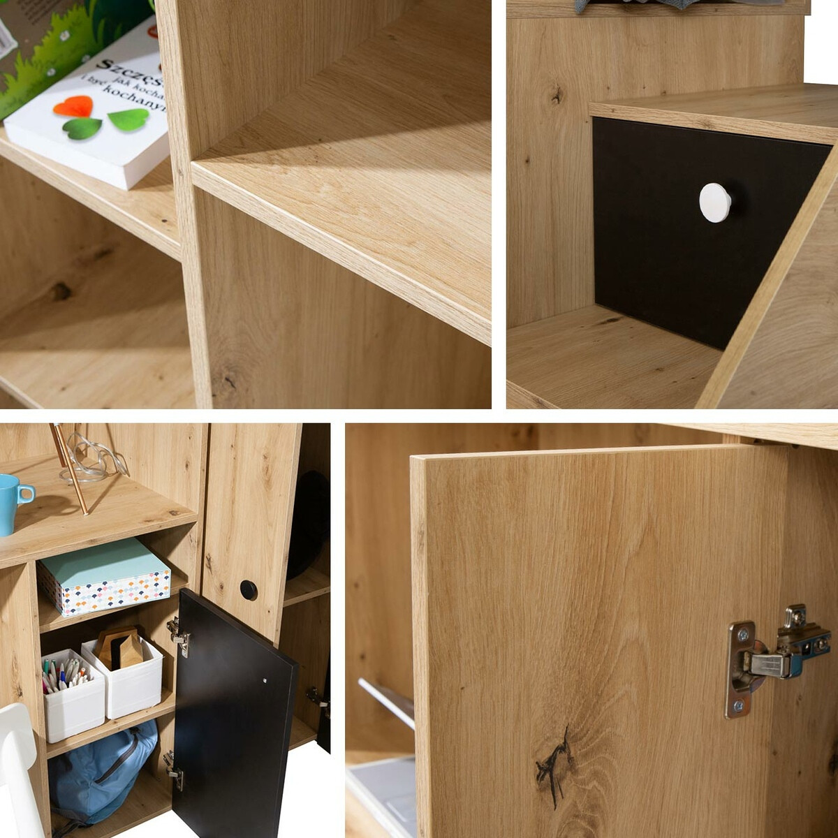 Krevet na platformi Hartford 362 (Hrast Artisan + Crna)