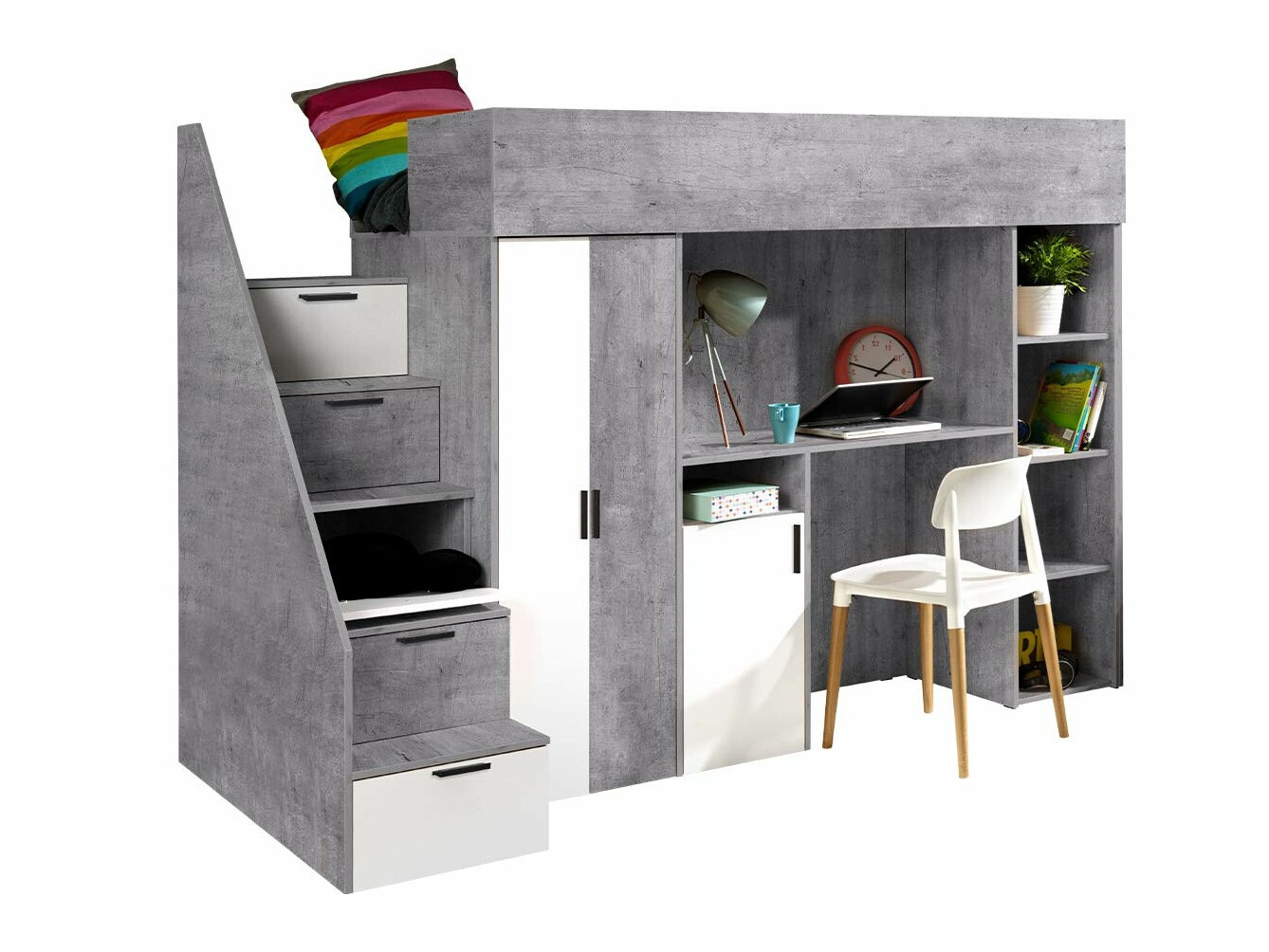 Krevet na platformi Hartford 365 (Boja betona + Bijela)