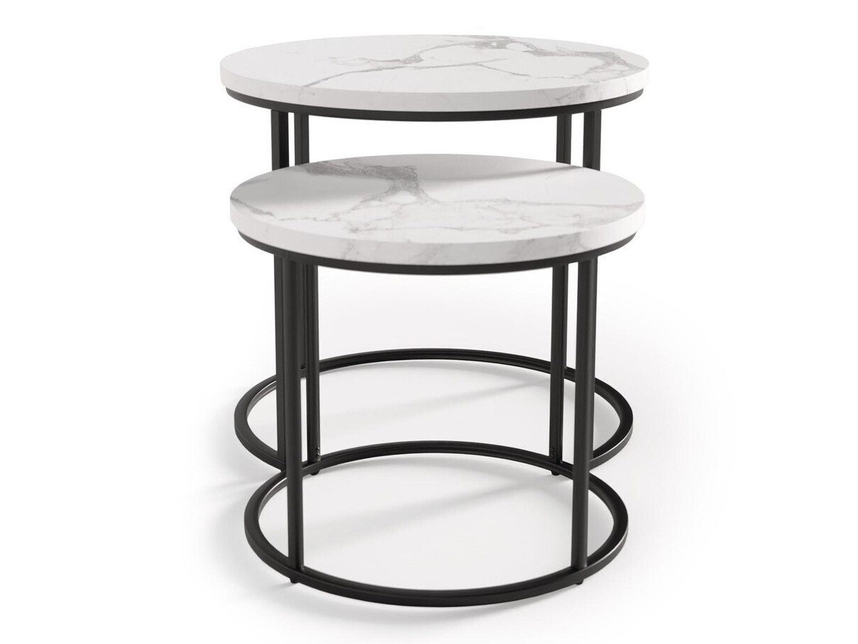 Set stolića za kavu Houston 951 (Bijeli mramor + Crna)