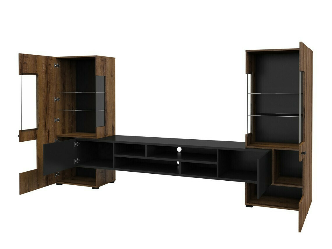 Set za dnevni boravak Mondalo 105 (Hrast Monastery + Mat crna)